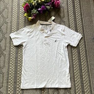 Nautica White Polo Shirt Classic Short Sleeve Design Size Boys 14/16